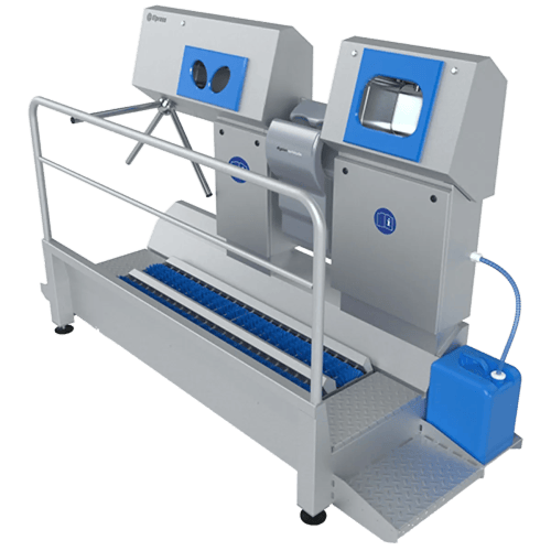 Nettoyage de semelles, laver, sèchage et désinfection de mains